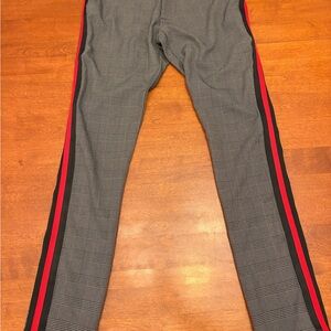 Men's Gray Checkered Pants with Red and Black Accents 30x30